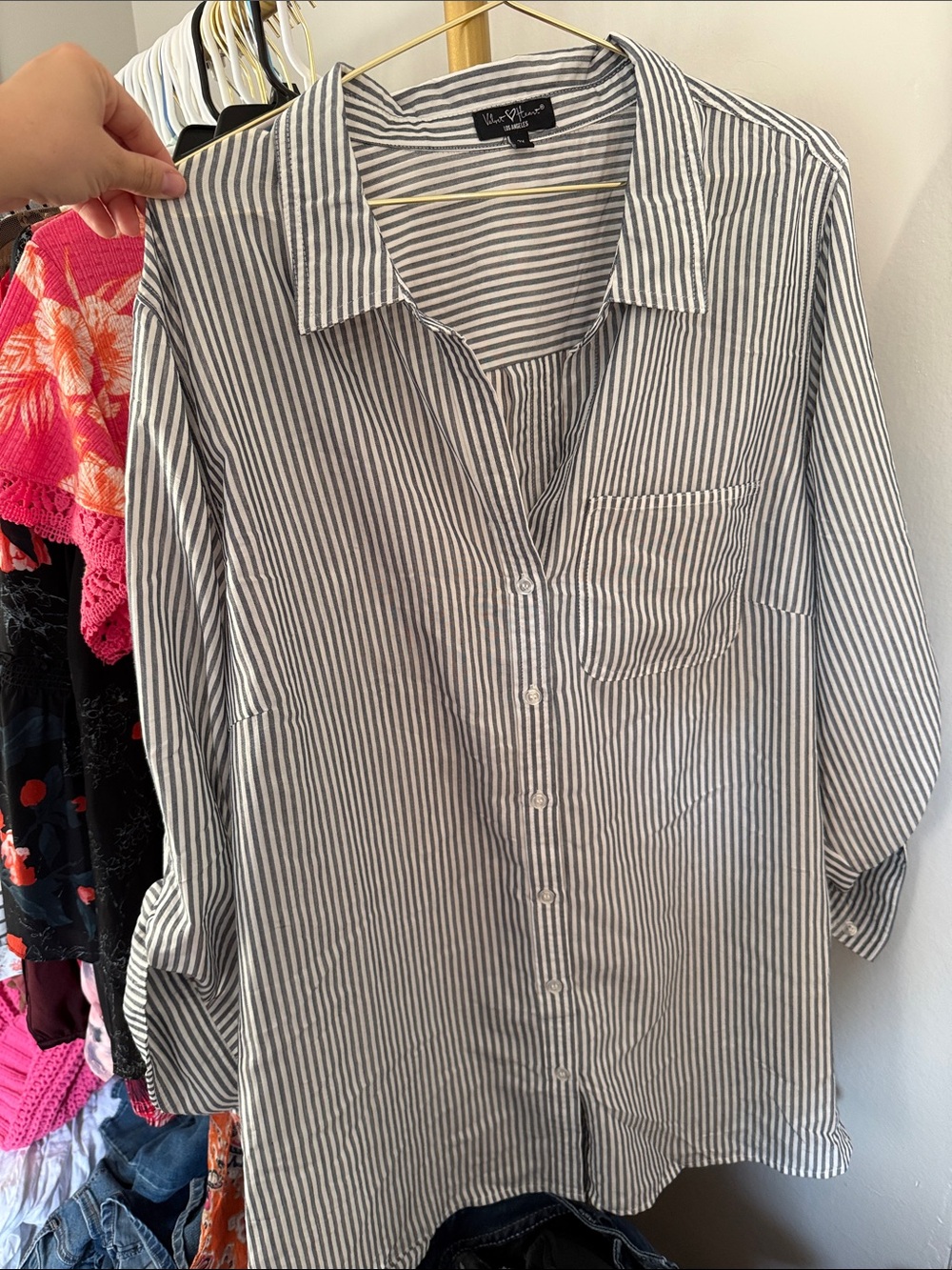 Velvet Heart Navy & White Striped Button-Up Shirt
